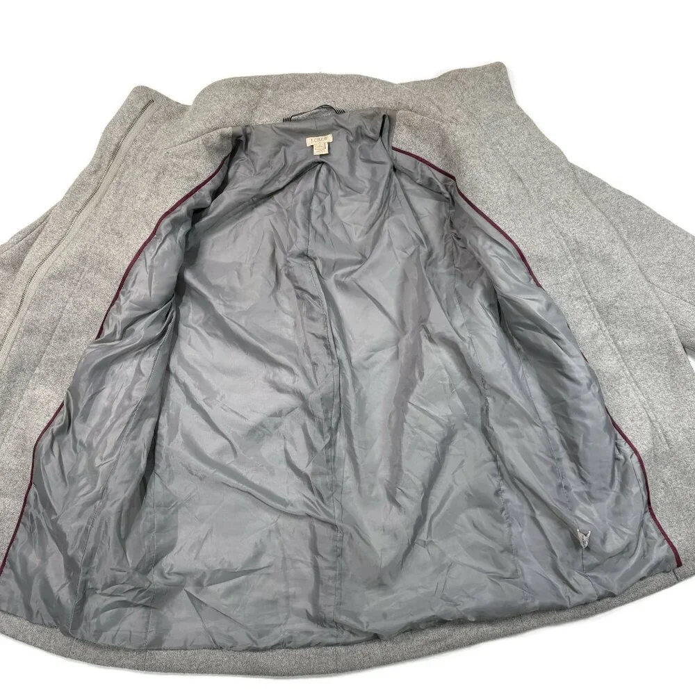 J Crew City Coat Womens 6 Petite 6P Gray Wool Blend Zip Pockets F5455 - Picture 5 of 11